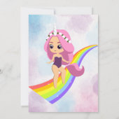 Aangepersonaliseerde Unicorn Birthday Uitnodiging  (Achterkant)