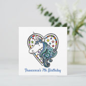 Aangepersonaliseerde Unicorn Kinderdag Uitnodigen (Staand voorkant)