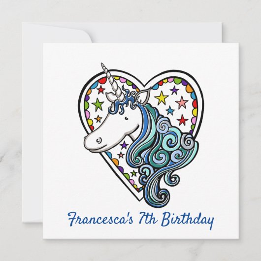 Aangepersonaliseerde Unicorn Kinderdag Uitnodigen (Voorkant)
