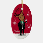 Aangepersonaliseerde versiering van Dasher Reindee Keramisch Ornament (Rechts)