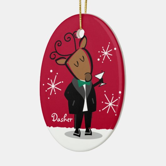 Aangepersonaliseerde versiering van Dasher Reindee Keramisch Ornament (Links)