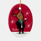 Aangepersonaliseerde versiering van Dasher Reindee Keramisch Ornament (Voorkant)