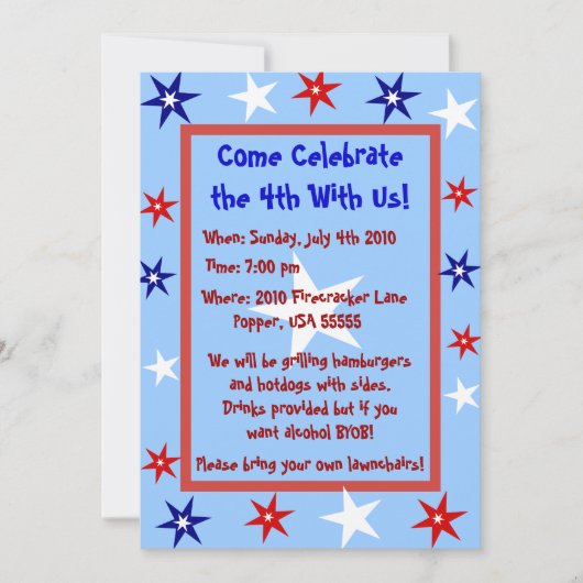 Aangepersonaliseerde Vierde van de Partij van juli Kaart (Voorkant)