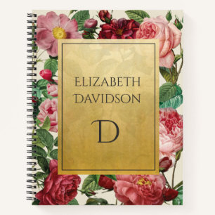 Aangepersonaliseerde Vintage Floral Elegance Notitieboek