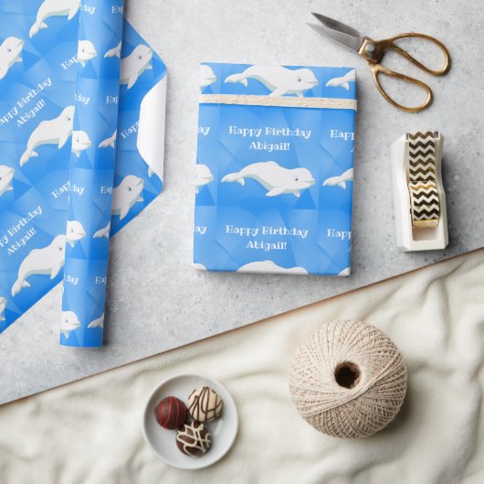 Aangepersonaliseerde visdag in Beluga - Blauwe Oce Cadeaupapier (Crafts)