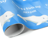 Aangepersonaliseerde visdag in Beluga - Blauwe Oce Cadeaupapier (Rol Hoek)