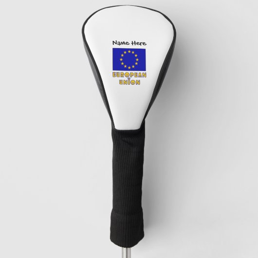 Aangepersonaliseerde vlag van de Europese Unie en  Golfheadcover (Voorkant)