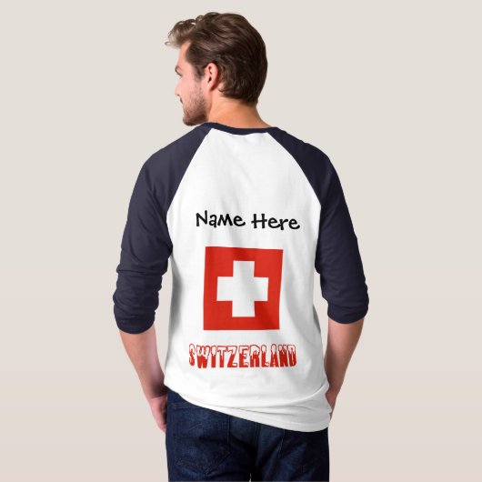 Aangepersonaliseerde vlag Zwitserland en Zwitserla T-shirt (Achterkant volledig)