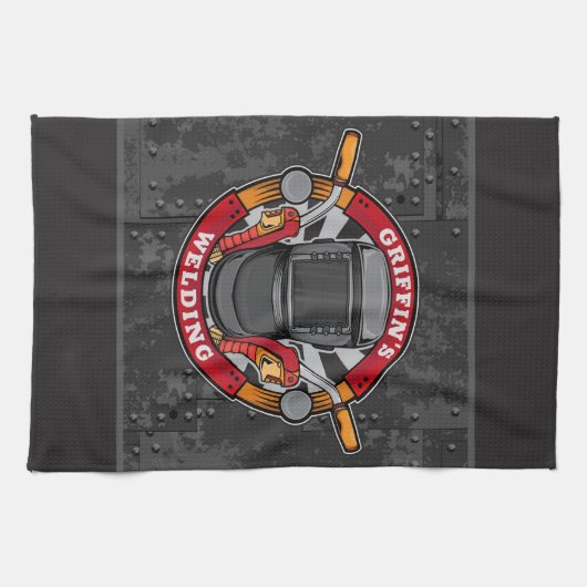 Aangepersonaliseerde wassenmetaalfabricator-lassen theedoek (Horizontaal)