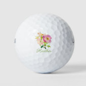 Aangepersonaliseerde Waterverf Floral Golfballen (Voorkant)