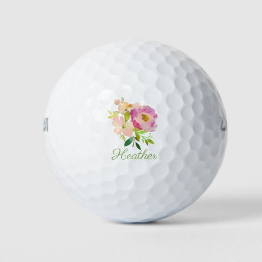 Aangepersonaliseerde Waterverf Floral Golfballen (Voorkant)
