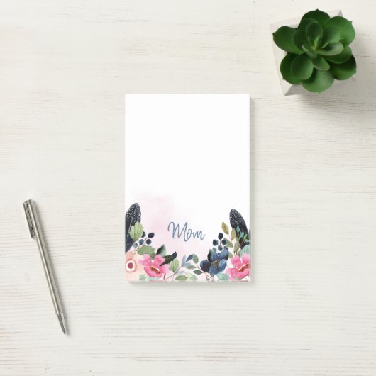 Aangepersonaliseerde Waterverf Floral Post-it® Notes (Kantoor)