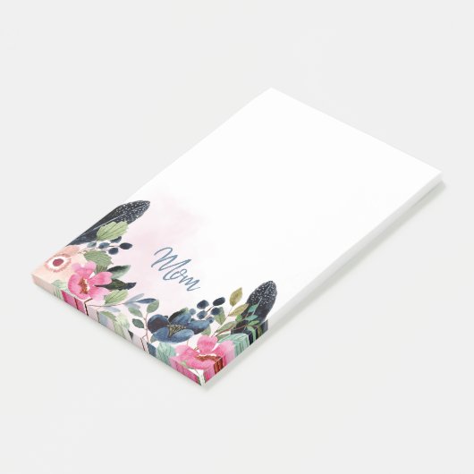Aangepersonaliseerde Waterverf Floral Post-it® Notes (Schuin)