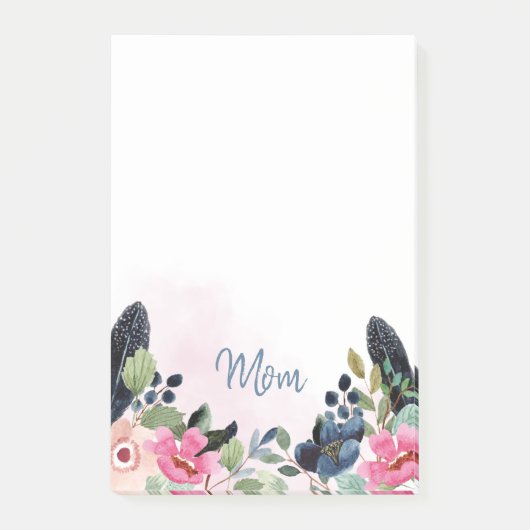Aangepersonaliseerde Waterverf Floral Post-it® Notes (Voorkant)