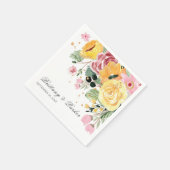 Aangepersonaliseerde Waterverf Floral Wedding Servet (Hoek)