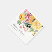 Aangepersonaliseerde Waterverf Floral Wedding Servet (Hoek)