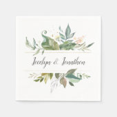 Aangepersonaliseerde Waterverf Floral Wedding Servet (Voorkant)