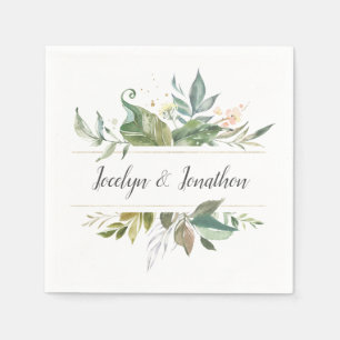 Aangepersonaliseerde Waterverf Floral Wedding Servet