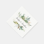 Aangepersonaliseerde Waterverf Floral Wedding Servet (Hoek)