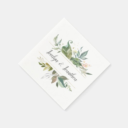 Aangepersonaliseerde Waterverf Floral Wedding Servet (Hoek)