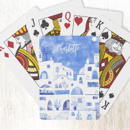 Aangepersonaliseerde Waterverf Santorini Pokerkaarten