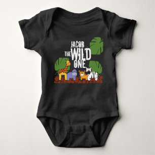Aangepersonaliseerde WILD ONE Blue Safari 1ste ver Romper