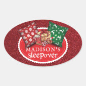 Aangepersonaliseerde winterslaapstand ovale sticker (Voorkant)