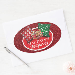 Aangepersonaliseerde winterslaapstand ovale sticker