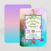 Aangepersonaliseerde zeemeermin onder het Zee 'Bir RSVP Kaartje (Voorkant / Achterkant)