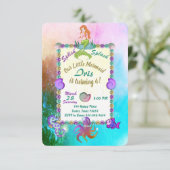 Aangepersonaliseerde zeemeermin onder het Zee 'Bir RSVP Kaartje (Staand voorkant)