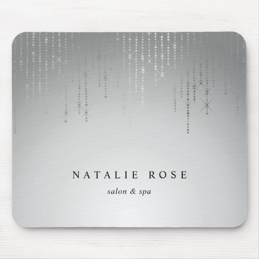 Aangepersonaliseerde zilveren Rain String Lights Muismat (Voorkant)