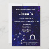 Aangepersonaliseerde Zodiac Libra Galaxy Party Kaart (Voorkant)