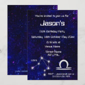 Aangepersonaliseerde Zodiac Libra Galaxy Party Kaart (Voorkant / Achterkant)