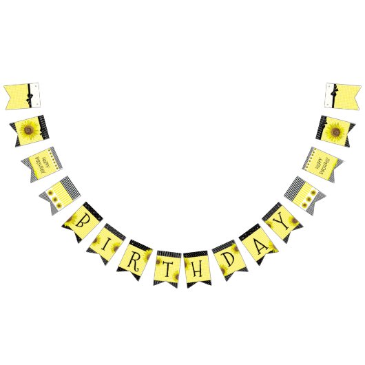 Aangepersonaliseerde Zonnebloem-zondagsfeestbanner Vlaggetjes (Alle)