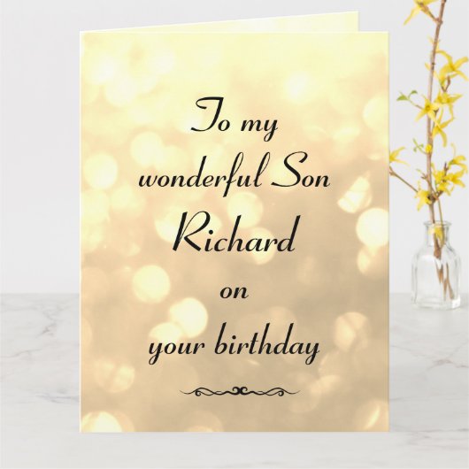 Aangepersonaliseerde Zoon Birthday Kaart (Gele Bloem)