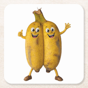Aangesloten Bananen Komedie Duo Kartonnen Onderzetters