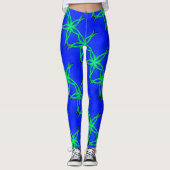 Aangesloten groene sterren blauw leggings (Voorkant)