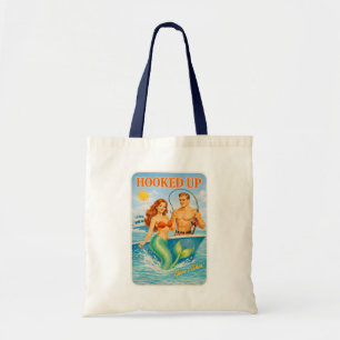 Aangesloten Vissende Pin-Up Zeemeermin Grappig Ret Tote Bag