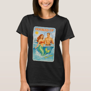 Aangesloten Vissende Pin-Up Zeemeermin Grappige Re T-shirt