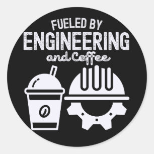 Aangevoed door Engineering en Koffie Ronde Sticker