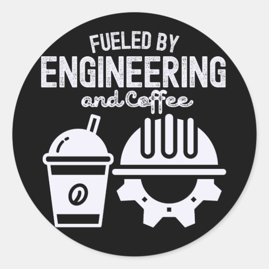 Aangevoed door Engineering en Koffie Ronde Sticker (Voorkant)