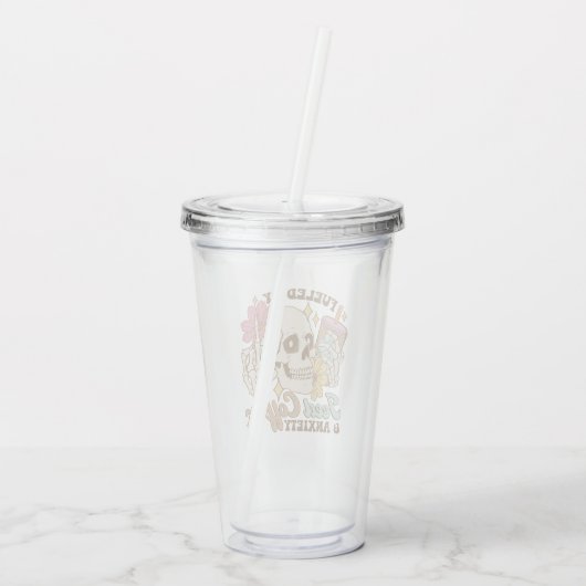 Aangevoed door Iced Coffee en Angst Tumbler Acryl Drinkbeker (Achterkant)