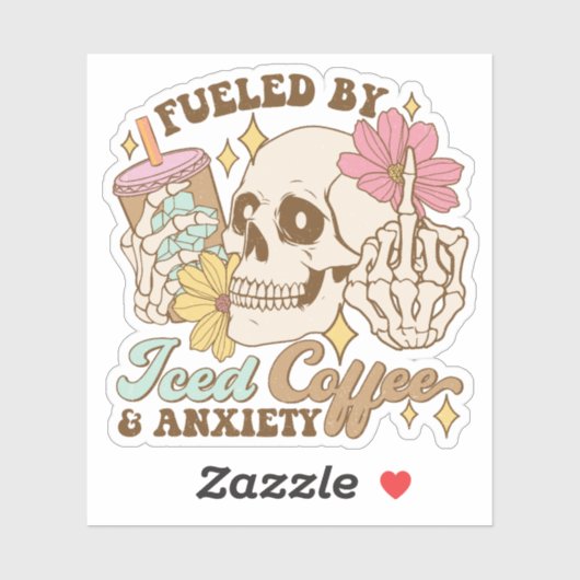Aangevoed door ijskoffie en angst Vinyl Sticker (Vel)