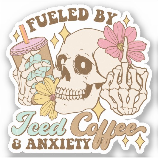Aangevoed door ijskoffie en angst Vinyl Sticker (Voorkant)