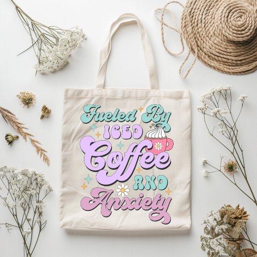 Aangevoed door ijskoffie en angstkoffie Canvas tas