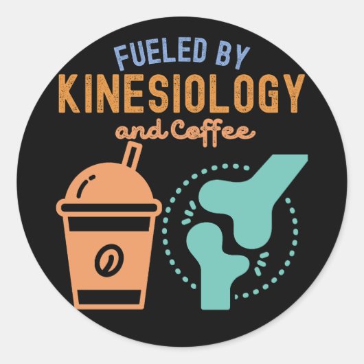 Aangevoed door Kinesiologie en Koffie Ronde Sticker (Voorkant)