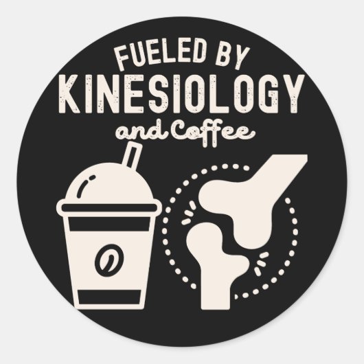 Aangevoed door Kinesiologie en Koffie Ronde Sticker (Voorkant)