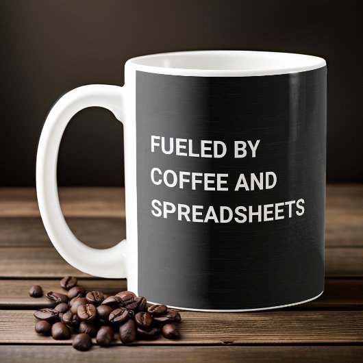 Aangevoed door koffie en spreadsheets - Black Grad Koffiemok