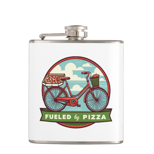 Aangevoed door Pizza Bike Heupfles (Voorkant)