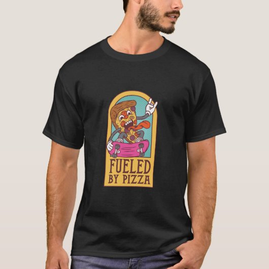 Aangevoed door pizza T-shirt (Voorkant)